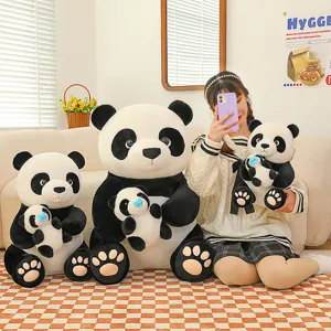 Cute panda mother and baby plush toy soft stuffed animal doll children gift home decor