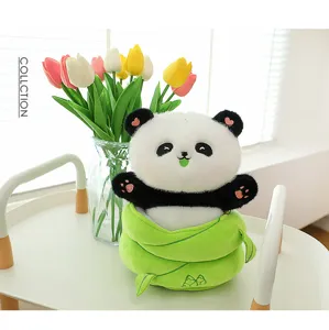 Cute panda plush toy in bamboo shoot container soft stuffed animal kids birthday gift