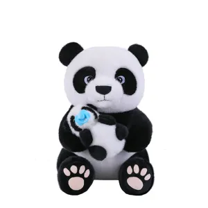 Mother and baby giant panda plush toy cute stuffed animal doll for kids gift and decoration