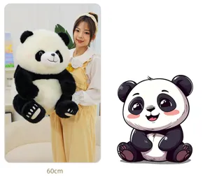 Cute 60cm giant panda plush toy soft stuffed animal doll birthday gift for girls detail view