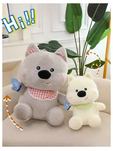 Ensemble de peluche mignon West Highland Terrier, poupée chiot douce pour cadeaux d'enfants