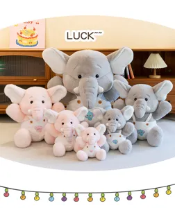 Cute plush elephant stuffed animals, soft soothing toys set for kids and birthday gifts.