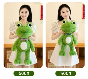 Cute green frog plush toy stuffed animal soft doll children birthday gift pillow detail view