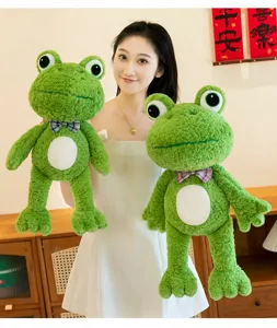 Cute green frog plush toy soft stuffed doll cute healing doll birthday gift for kids pillow doll