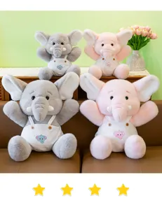 Cute elephant plush toy soft cartoon doll comforting pillow birthday gift for kids and toddlers