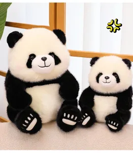 Cute simulation giant panda plush toy detail view, soft and fluffy stuffed animal doll.