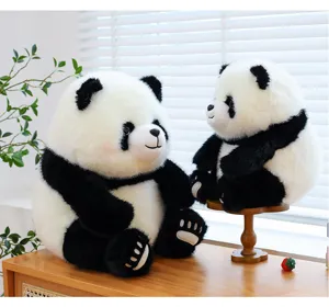 Fluffy giant panda plush toy set, cute stuffed animal doll for kids and birthday gifts.