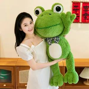 Cute giant green frog plush toy stuffed animal doll soft hugging pillow for kids birthday gift