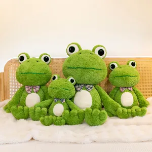 Cute green frog plush toy set, soft stuffed animal doll for kids birthday gift and body pillow.