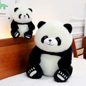 Cute Simulation Giant Panda Stuffed Animal Plush Toy Soft Fluffy Cartoon Doll Hugging Pillow Birthday Gift For Kids And Girls