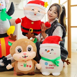 Weihnachts Plüschtiere Set mit Weihnachtsmann, Rentier und Schneemann Puppen für Dekor.