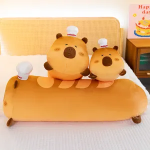 Tierno peluche de Capibara largo cojín de pan baguette suave muñeca decoración de cama