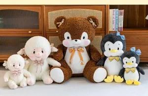 Schattige bos sprookjes pluche speelgoed set, zachte beren, schaap en pinguïn poppen.