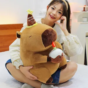 Cute Capybara Plush Toy Birthday Cake Stuffed Animal Soft Doll Gift for Girls