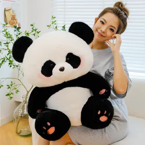 Cute giant panda plush toy, soft stuffed animal doll for kids and girls, lovely huggable pillow.