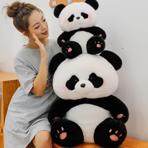 Cute giant panda plush toy set with cute pink paws and soft stuffed doll for kids and girls.