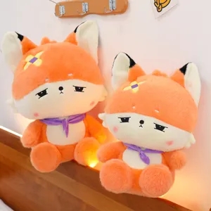 Cute orange fox plush toy cute stuffed animal soft doll pillow birthday gift for kids and girls.