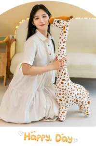 Adorable peluche girafe à long cou oreiller câlin doux poupée de sommeil pour bébé.