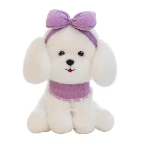 Cute simulation princess poodle white dog plush toy doll children pillow birthday gift
