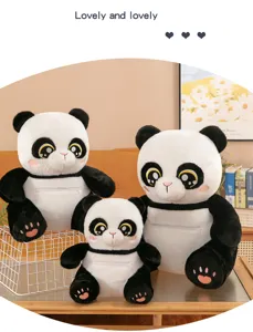 Cute panda plush toy with zipper belly, soft stuffed animal doll for kids gift home decor