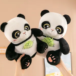 Cute Panda Plush Toy With Bamboo Shoot Giant Panda Stuffed Animal Doll Soft Plushie Cartoon Animal Pillow Gift