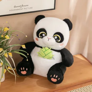 Cute bamboo shoot panda plush toy stuffed animal doll for kids gift and home decor display.