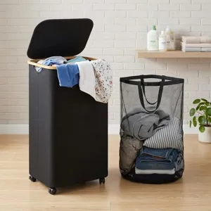 Cesto della Biancheria Mobile Con Coperchio Grande Cesto in Tessuto Oxford Con Ruote per Camera da Letto Bagno Cesto Portaoggetti Minimalista