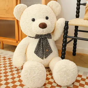 Grand Ours Teddy en Peluche avec Nœud Animal en Peluche Douce Poupée Ours Câlin Cadeau d'Anniversaire