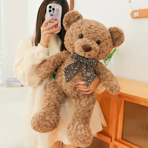 Grand ours en peluche boucle avec noeud papillon mignon animal en peluche cadeau d'anniversaire