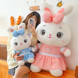 Cute Couple Rabbit Plush Toy Stuffed Animal Doll Soft Bunny With Dress Throw Pillow Girls Birthday Gift
