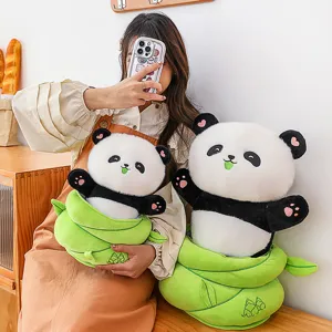 Cute bamboo panda plush toy stuffed animal soft doll children birthday gift home decor
