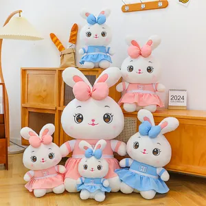 Cute plush rabbit toy stuffed bunny doll soft pillow with dress gift for kids girls