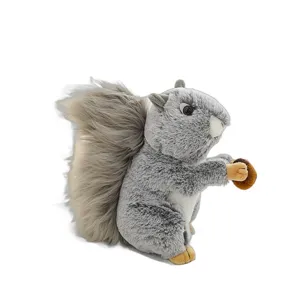 Cute simulation rabbit hair squirrel plush toy doll fluffy tail with acorn ornament gift