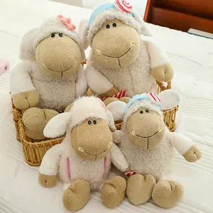 Cute Candy Sheep Plush Toy Stuffed Animal Doll Soft Fluffy Lamb Toy With Headwear Children Gift For Kids Girls