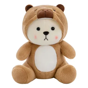 Adorable osito de peluche transformable marrón y blanco, muñeca suave regalo para niños.