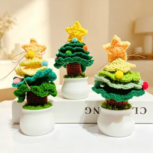 Handgemachte gehäkelte Weihnachtsbaum Topfpflanzen Desktop Dekoration Ornamente für Zuhause