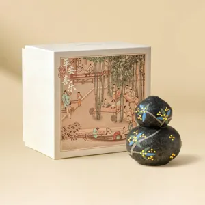 Portainciensos de cerámica con forma de calabaza, motivo floral y bonita caja de regalo.