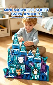 Mini magnetische bouwstenen sneeuw dieren set voor kinderen educatief creatief speelgoed