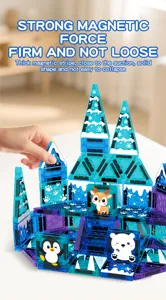 Mini magnetische bouwstenen set winter sneeuw dier thema DIY magnetisch speelgoed
