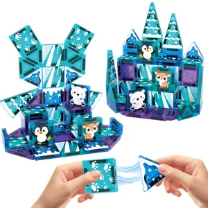 Mini magnetische bouwstenen set met sneeuw dier thema voor creatief kinderplezier.