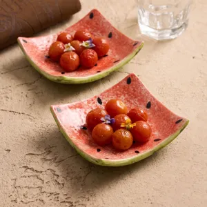 Piatto in Ceramica Anguria Dipinto a Mano Carino Sottovetrina Piattino per Ristorante Casa Dessert Servizio Piatto Decorativo
