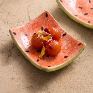 Piatto in ceramica con motivo di anguria stile tegola per dessert piatto laterale carino