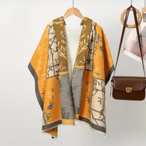 Damen Herbst Winter Kaschmir Gefühl Poncho Schal Jacquard Elegant Schultertuch Umhang Cape
