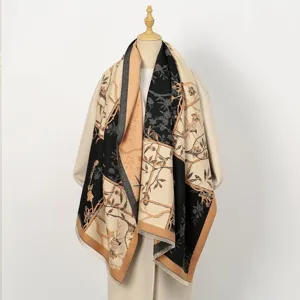 Damen Kaschmirimitat Jacquard Schal Herbst Winter warme Bambusmuster dicke Umhang