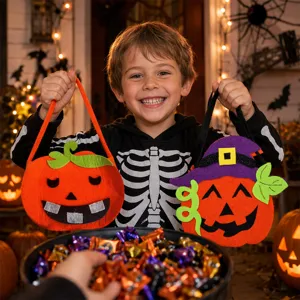Τσάντα γλυκών από τσόχα Halloween κολοκύθα διακόσμηση πάρτι δώρο για παιδιά αξεσουάρ