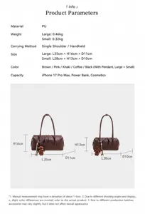 Elegante borsa a tracolla in pelle PU di colore unito con pratico spazio capiente.