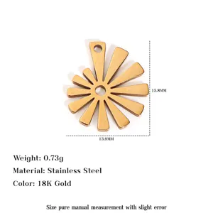 Stainless steel 18K gold plated flower wave pendant jewelry accessory lightweight 0.73g