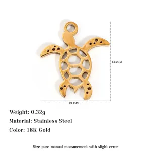 Colgante de tortuga marina de acero inoxidable bañado en oro 18k accesorio lindo.