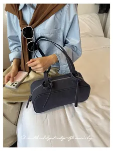 Minimalist solid color top handle boston shoulder bag for women elegant daily commute