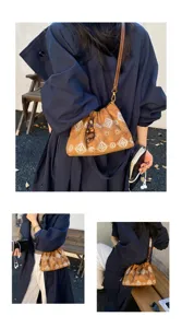 Retro brown suede shoulder bag with white embroidery, elegant Chinese style chic daily crossbody.